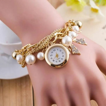 Stylish Luxury Pearls Bracelet Women’s Wrist Watch